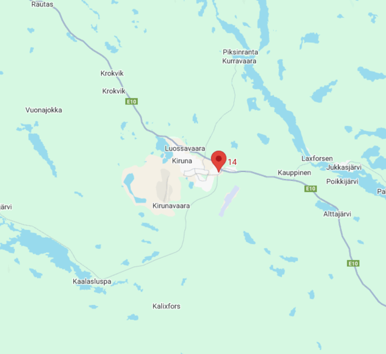 Karta som visar Willards AB på Ställverksvägen 14 i Kiruna
